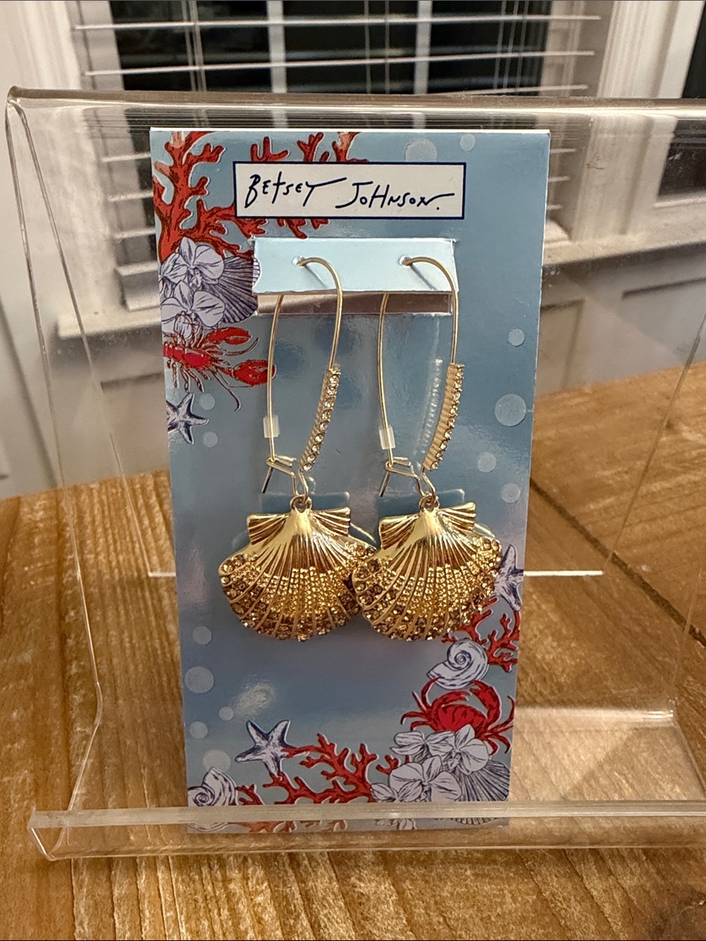 Betsey Johnson Gold Shell Drop Earrings